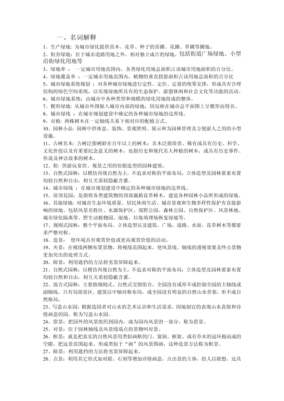 园林绿地复习题_第1页