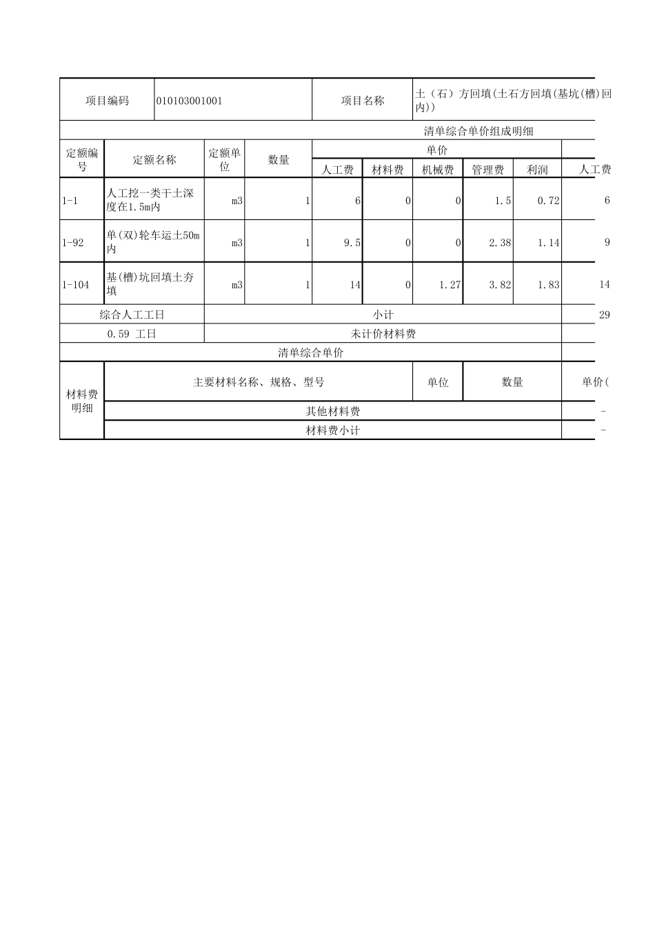 围墙__单价分析表_第2页