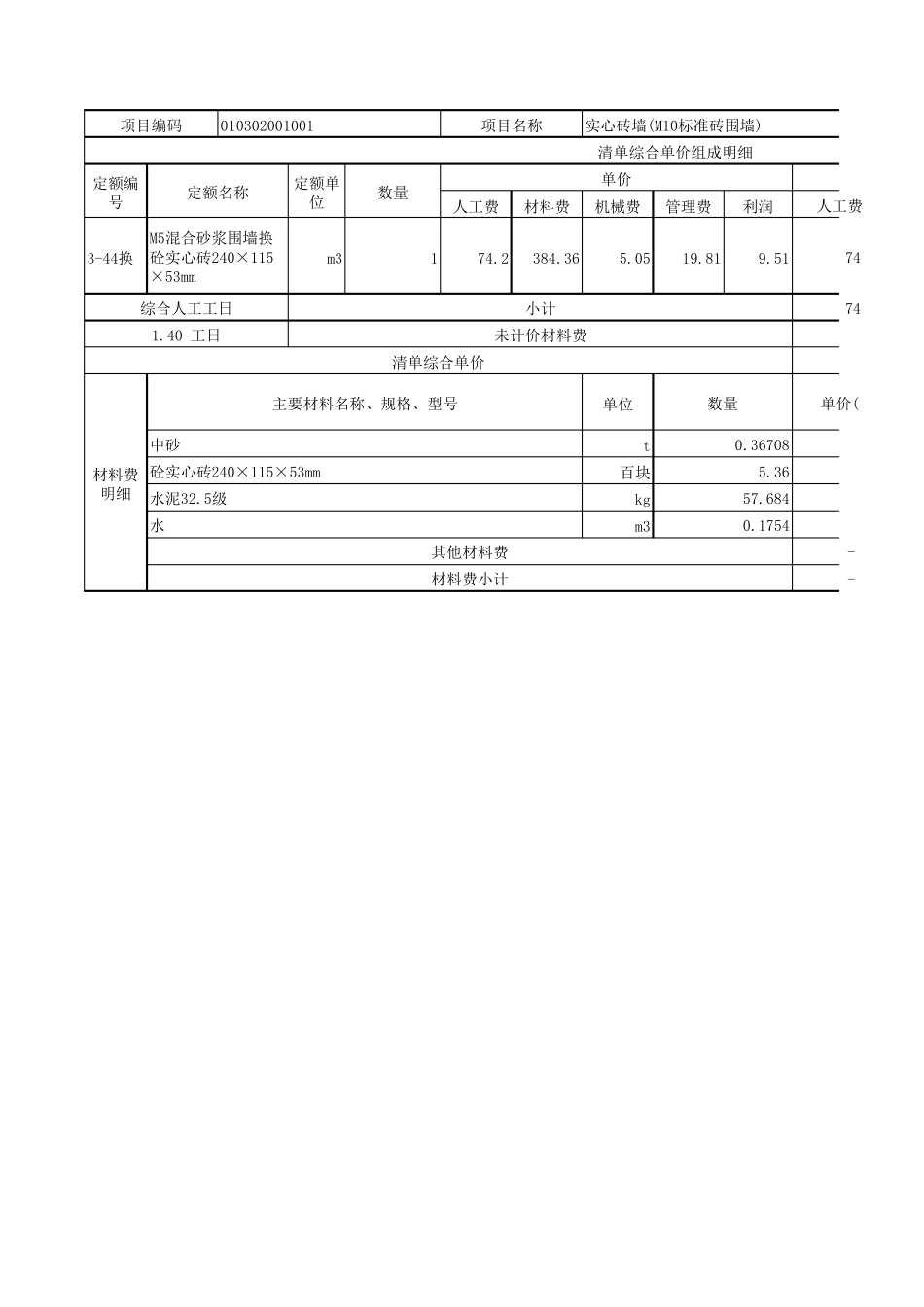 围墙__单价分析表_第3页