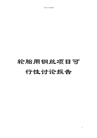 轮胎用钢丝项目可行性研究报告模板