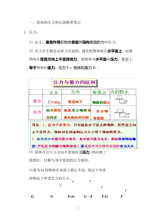 固体的压力和压强整理笔记