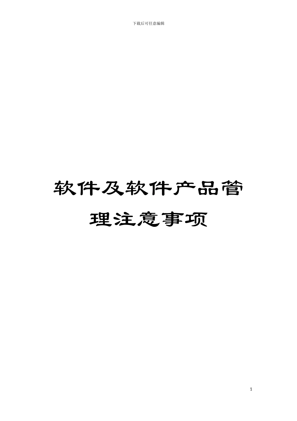 软件及软件产品管理注意事项模板_第1页