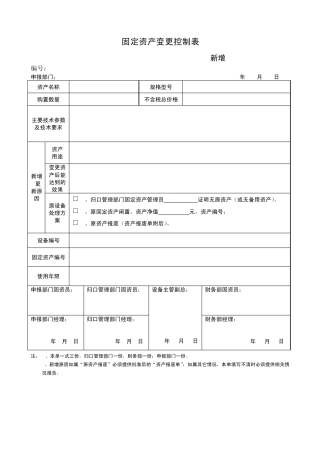 固定资产变更表