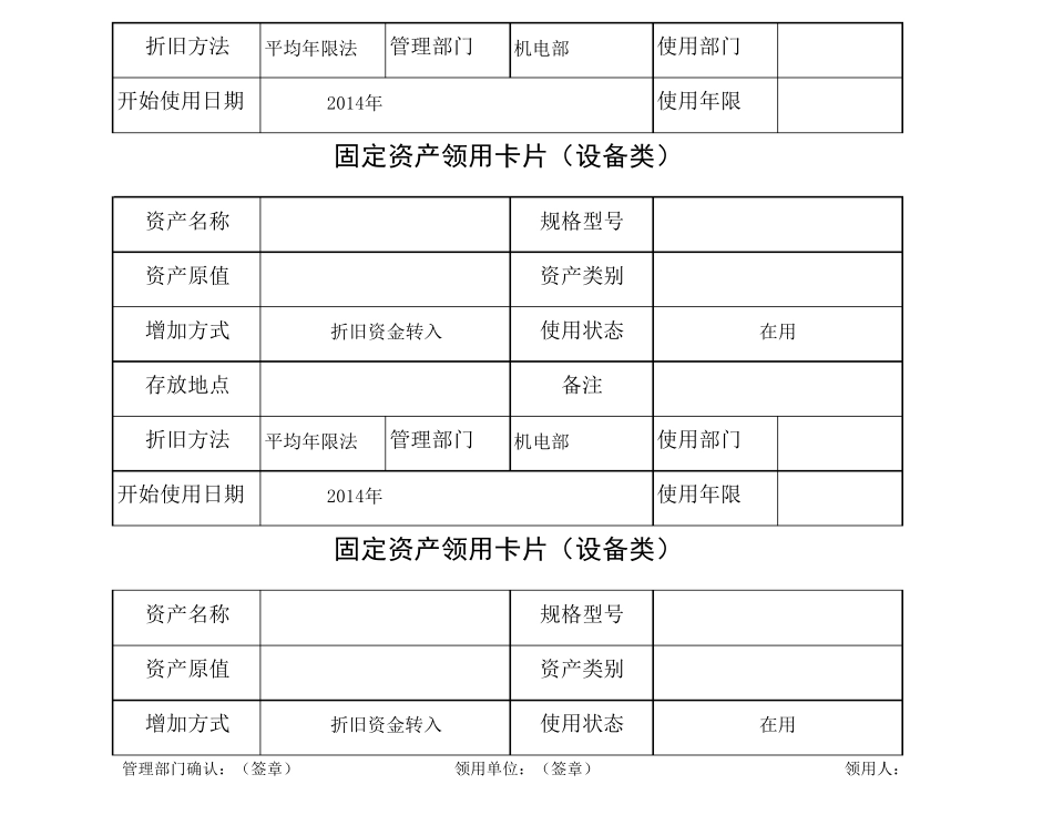 固定资产管理台账设备类资产卡片_第3页