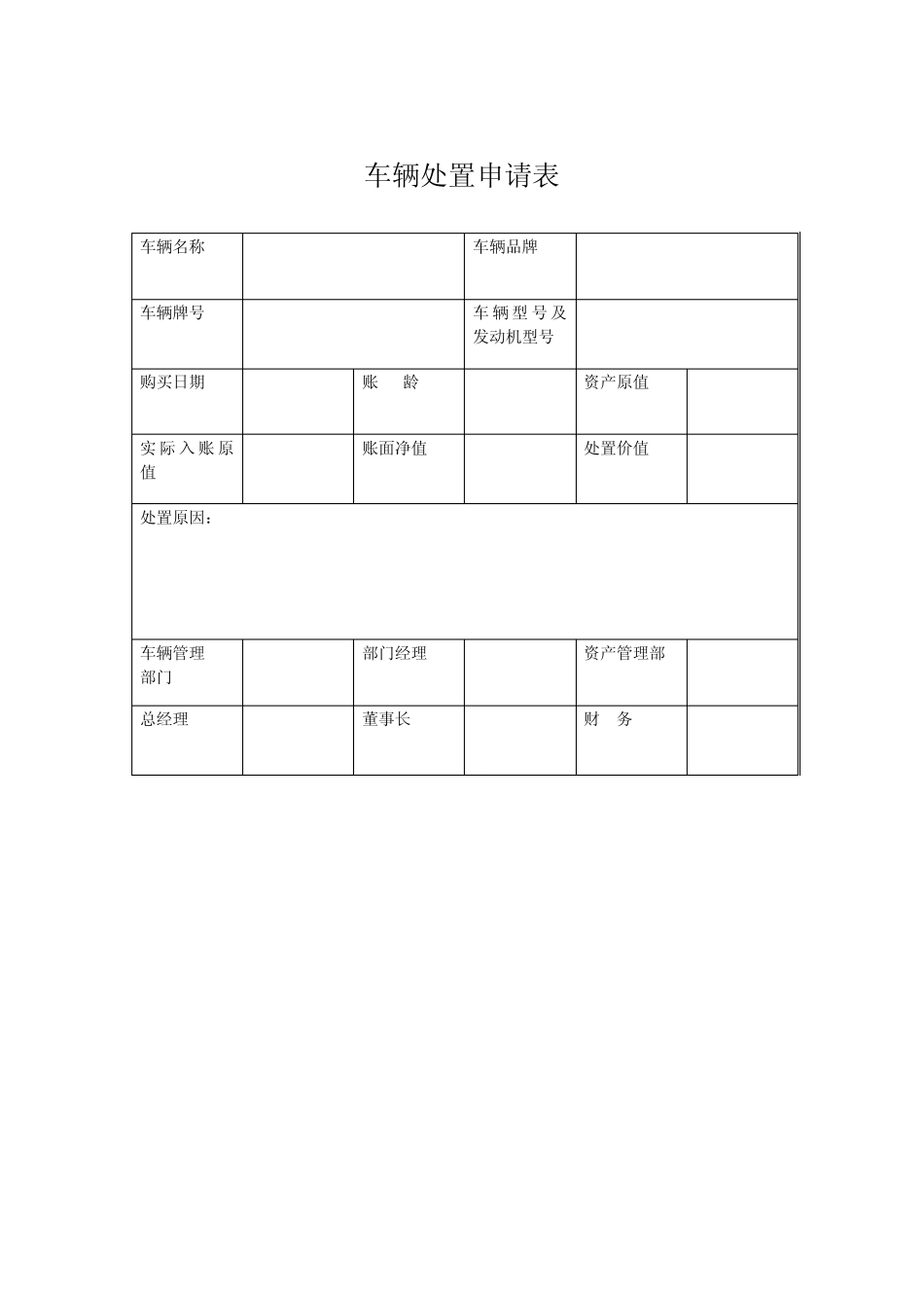 固定资产维修,购置,调拨车辆处置申请表_第1页