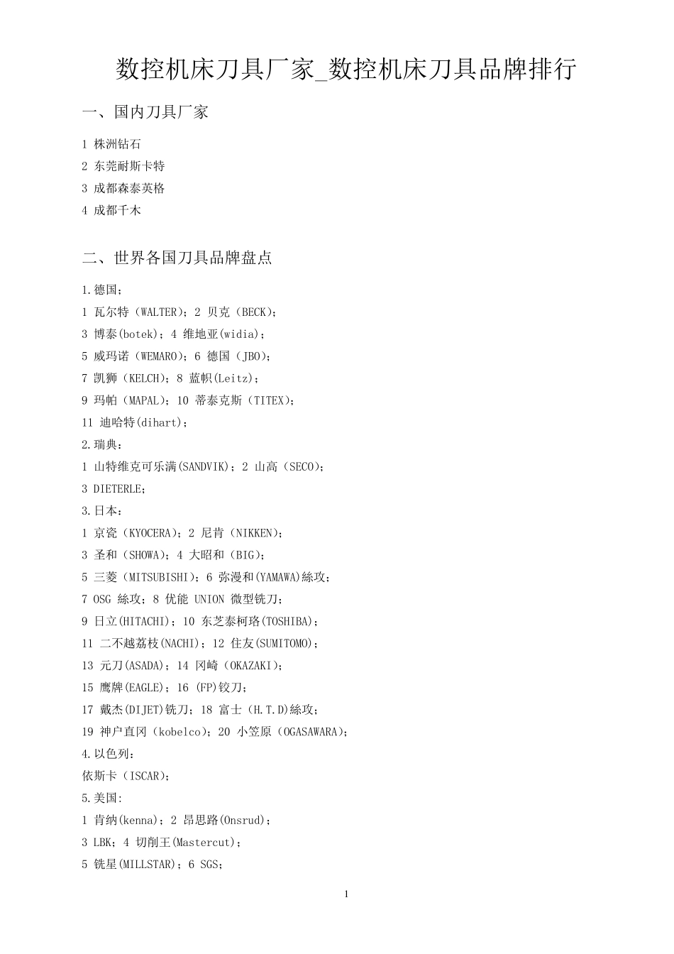 国产数控刀具品牌大全_第1页