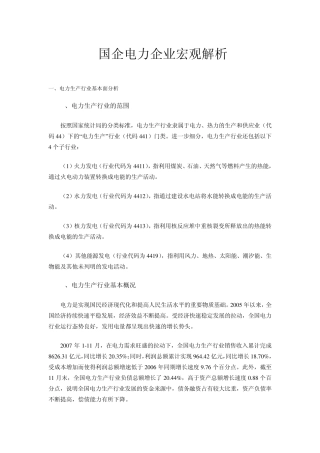 国企电力企业宏观解析