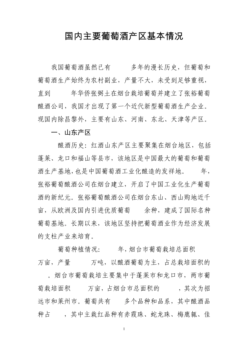 国内主要葡萄酒产区基本情况_第1页