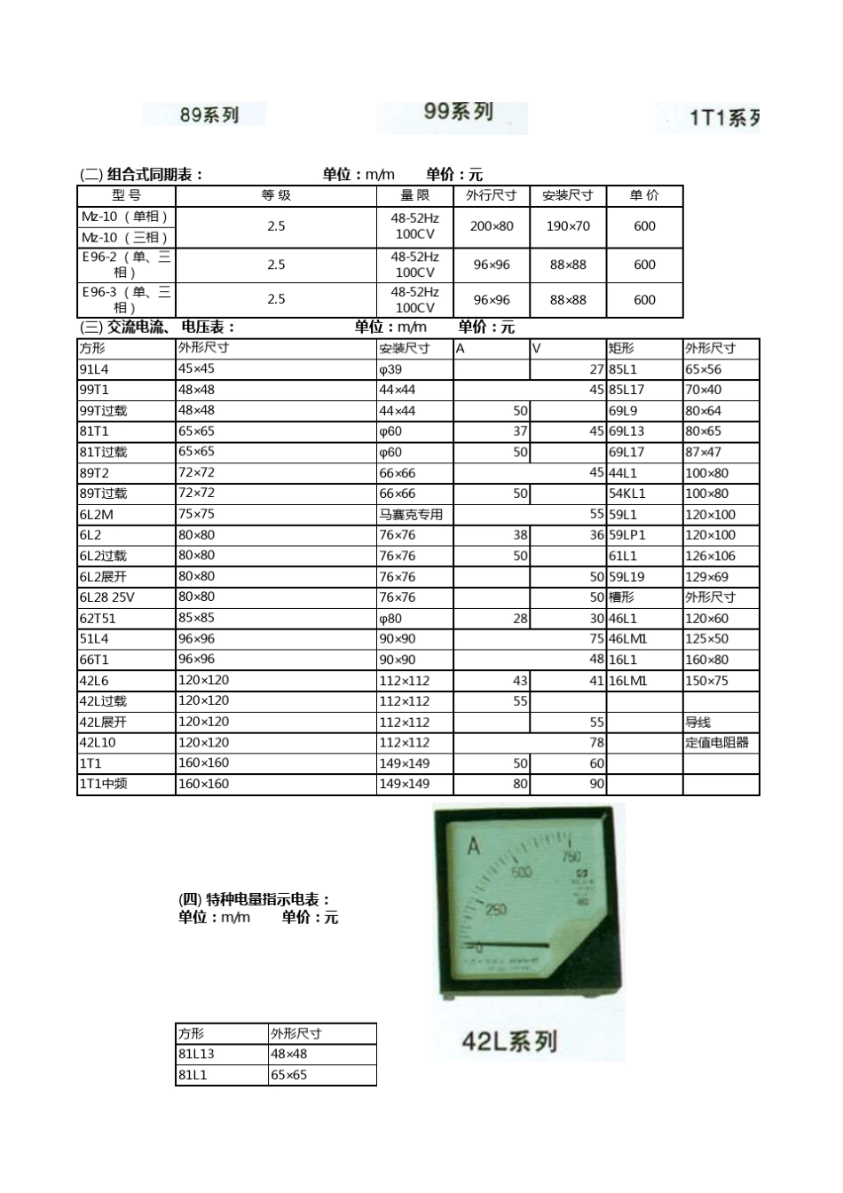 国内其他型号仪表外形尺寸表_第2页