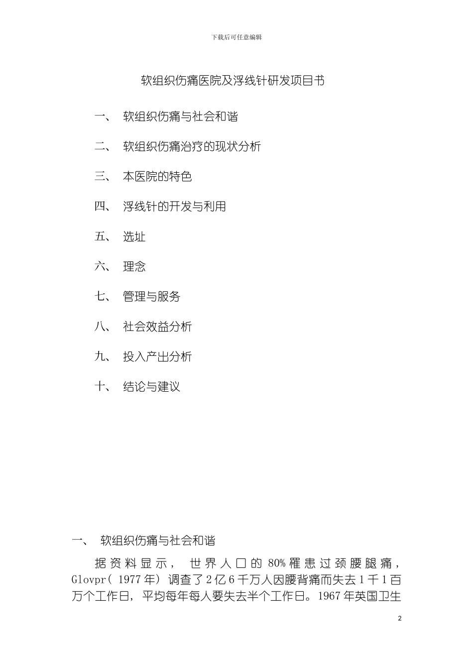 软组织伤痛医院及浮线针研发项目书模板_第2页
