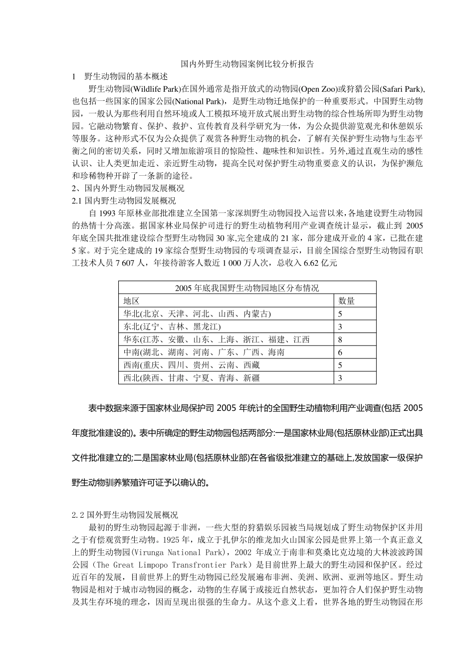 国内外野生动物园案例比较分析报告_第1页