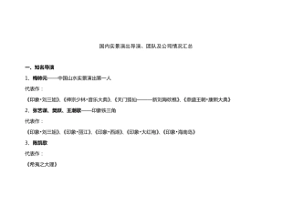 国内实景演出知名导演、团队及公司情况汇总
