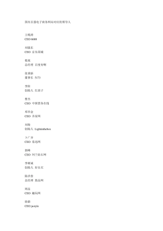 国内百强电子商务网站对应的领导人