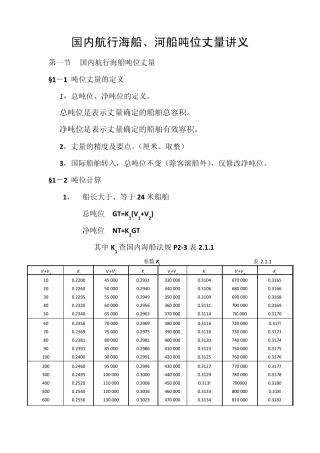 国内航行海船、河船吨位丈量讲义