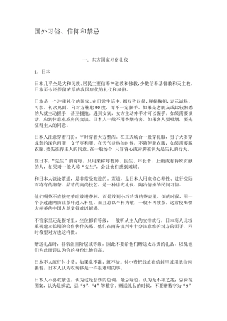 国外习俗信仰和禁忌