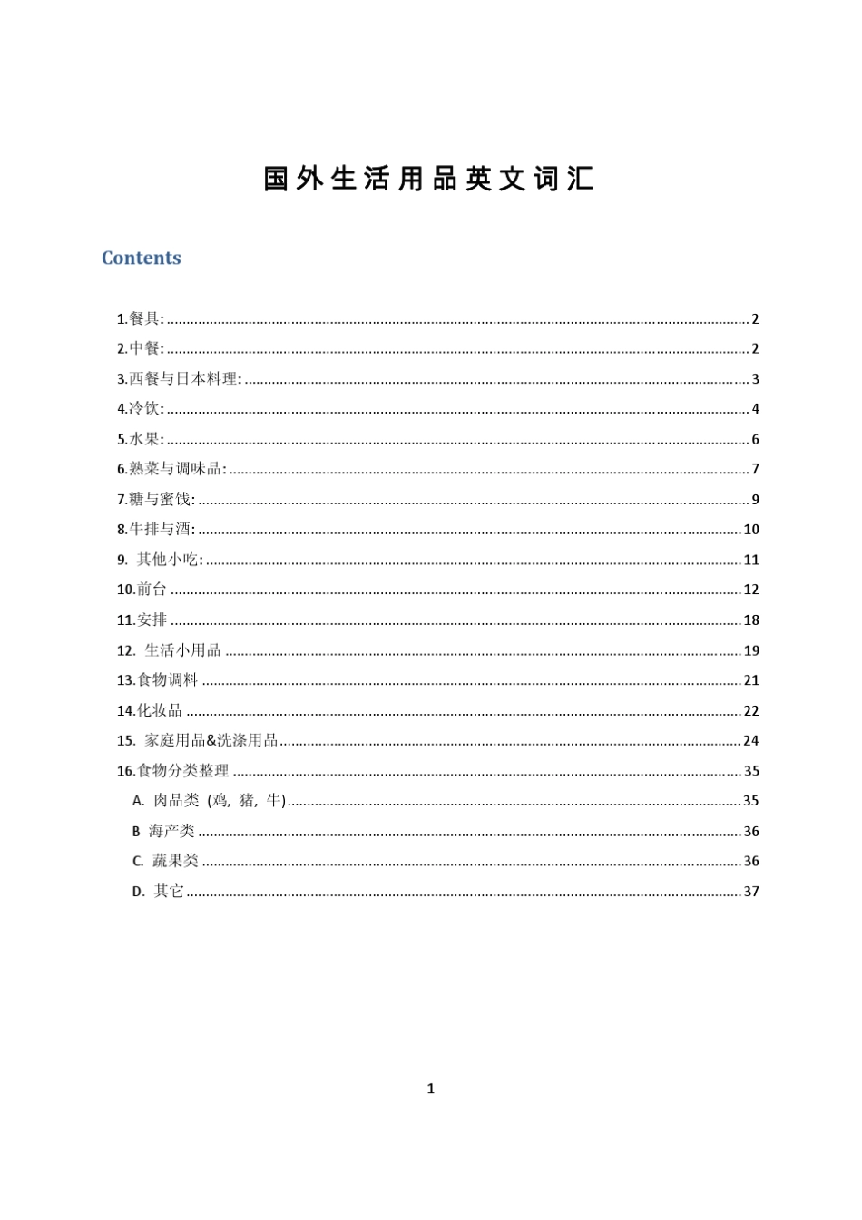 国外生活用品英文词汇(音标)_第1页