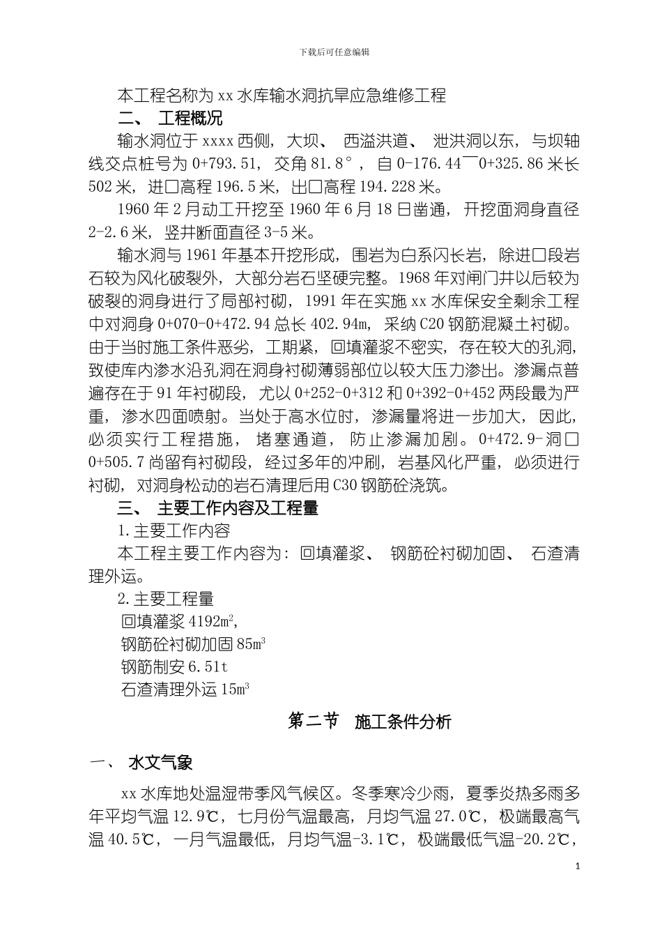 输水洞抗旱应急维修施工组织设计模板_第3页