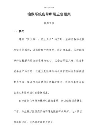 输煤设备事故应急预案