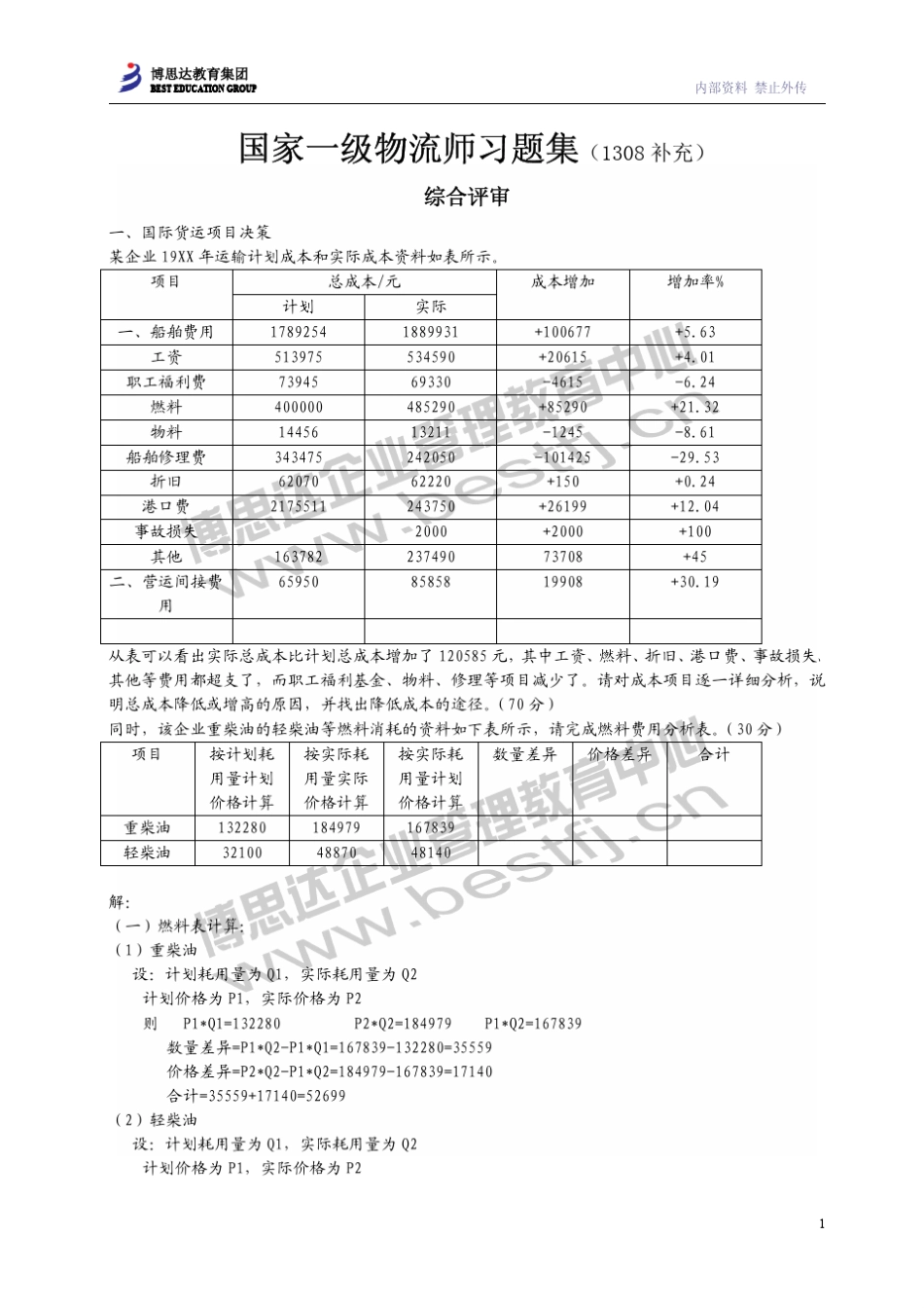 国家一级物流师习题集(1308补充)_第1页