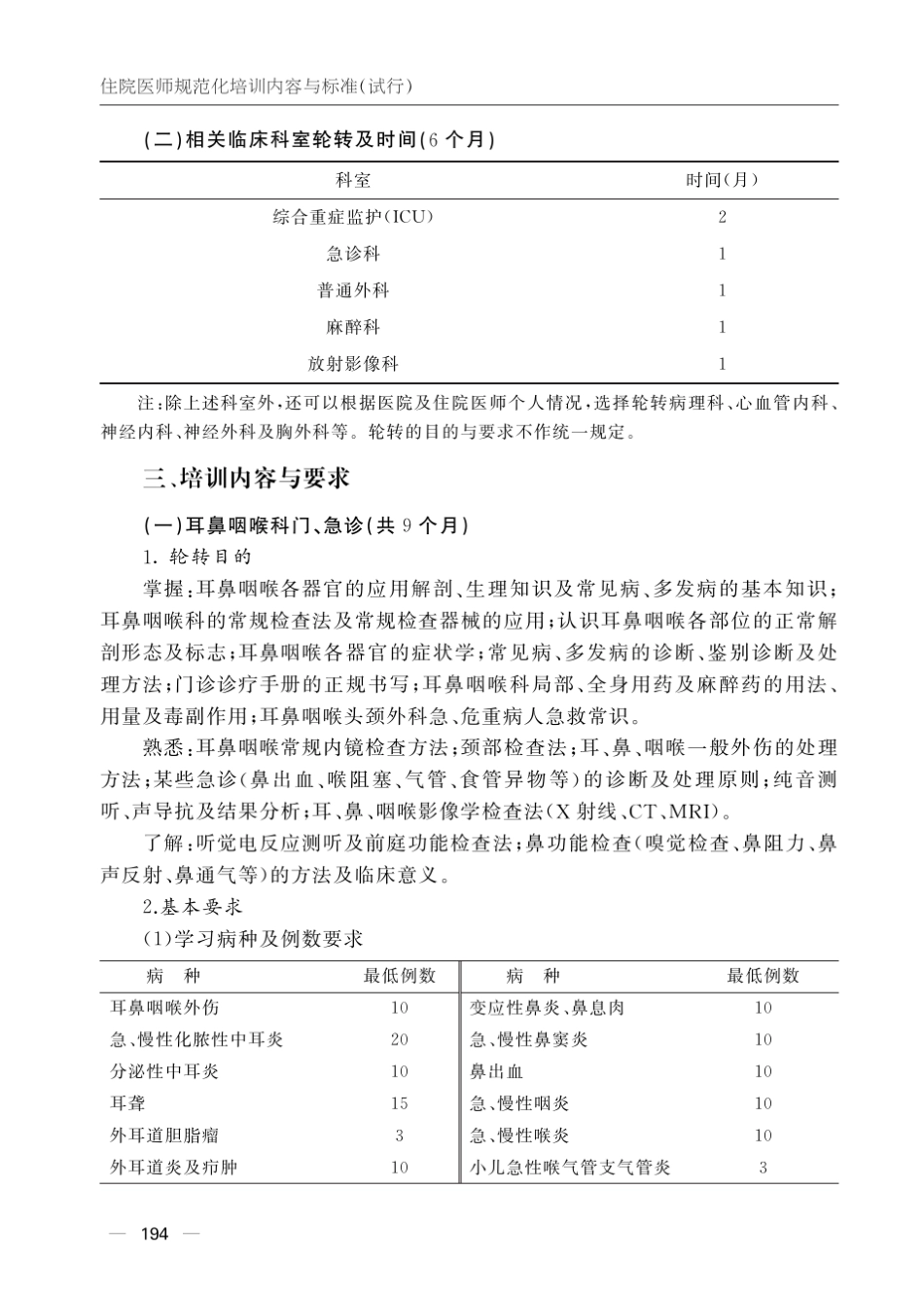 国家住院医师规范化培训耳鼻喉科培训细则_第2页