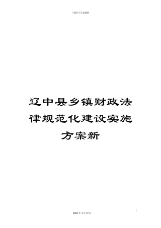 辽中县乡镇财政规范化建设实施方案新