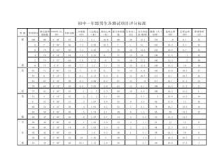国家学生体质健康标准评分表(中学类)