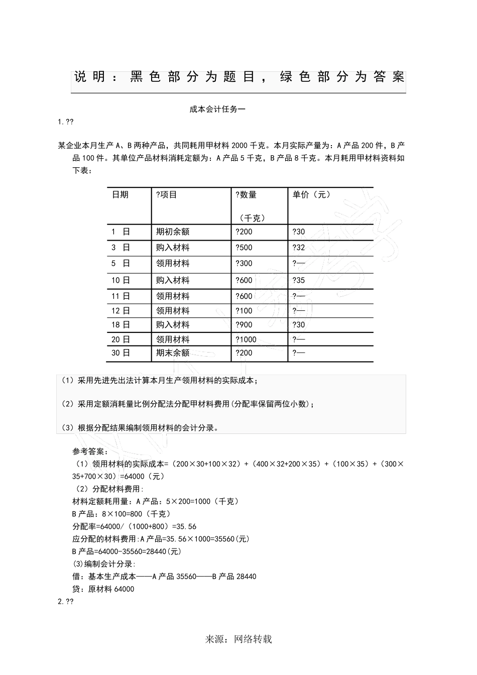 国家开放大学(电大)成本会计形考平台任务16答案详解_第1页