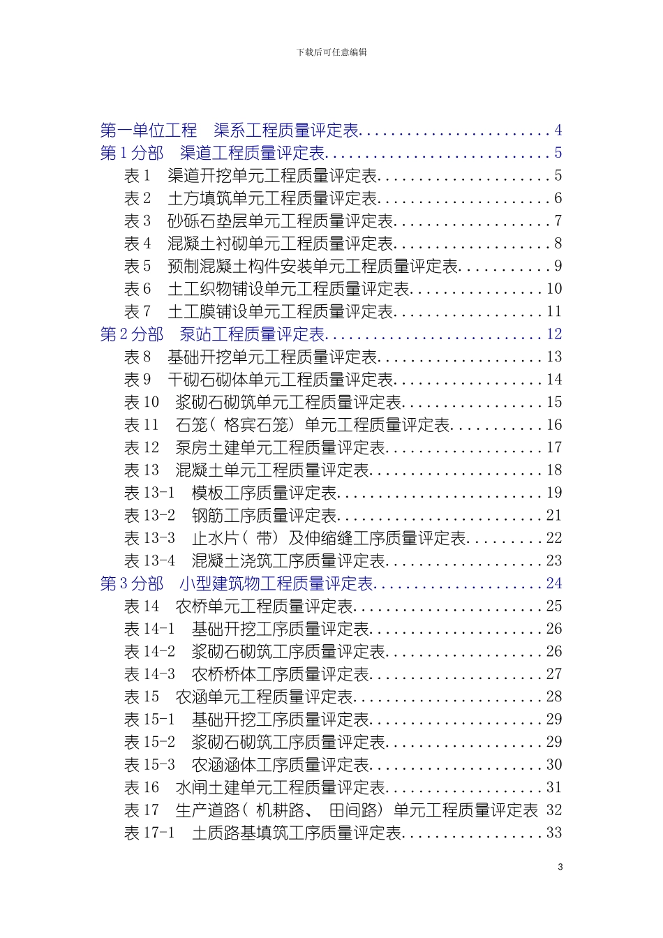 辽宁省农村水利工程施工质量评定表模板_第3页