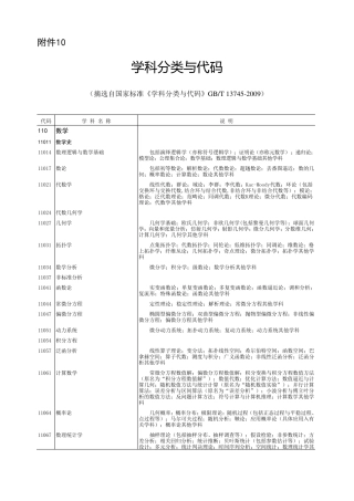 国家标准《学科分类与代码》