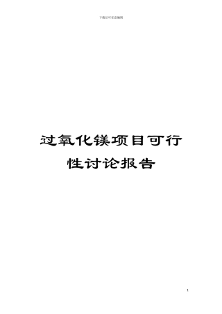 过氧化镁项目可行性研究报告模板