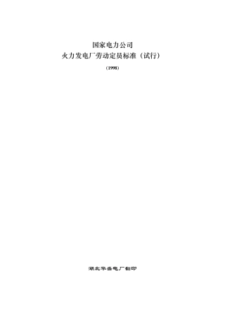 国家电力公司—火力发电厂劳动定员标准(98定员标准)