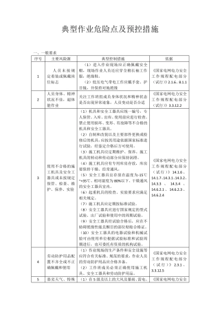 国家电网典型作业危险点及预控措施