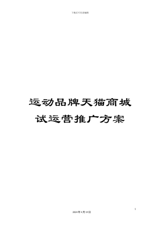 运动品牌天猫商城试运营推广方案