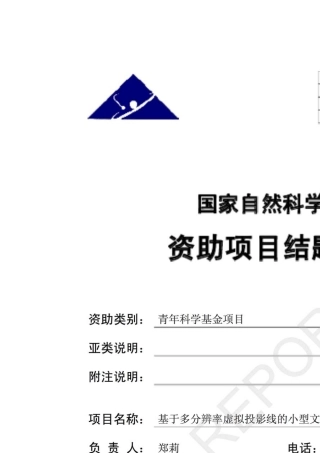 国家自然基金(青年)结题报告