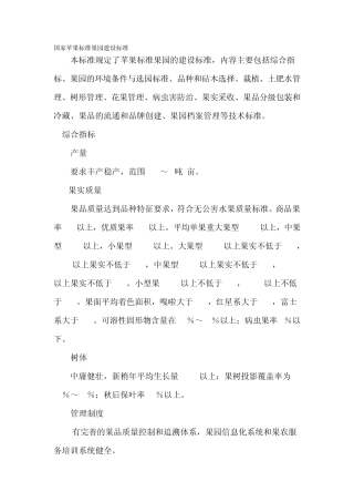 国家苹果标准果园建设标准