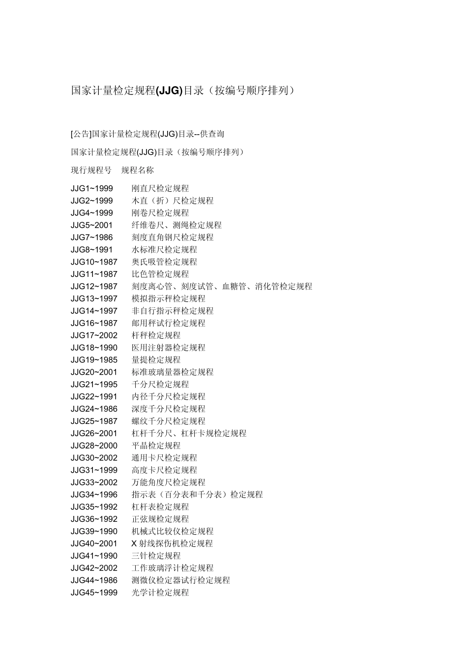 国家计量检定规程目录_第1页