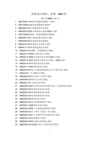国家设计规范、标准目录