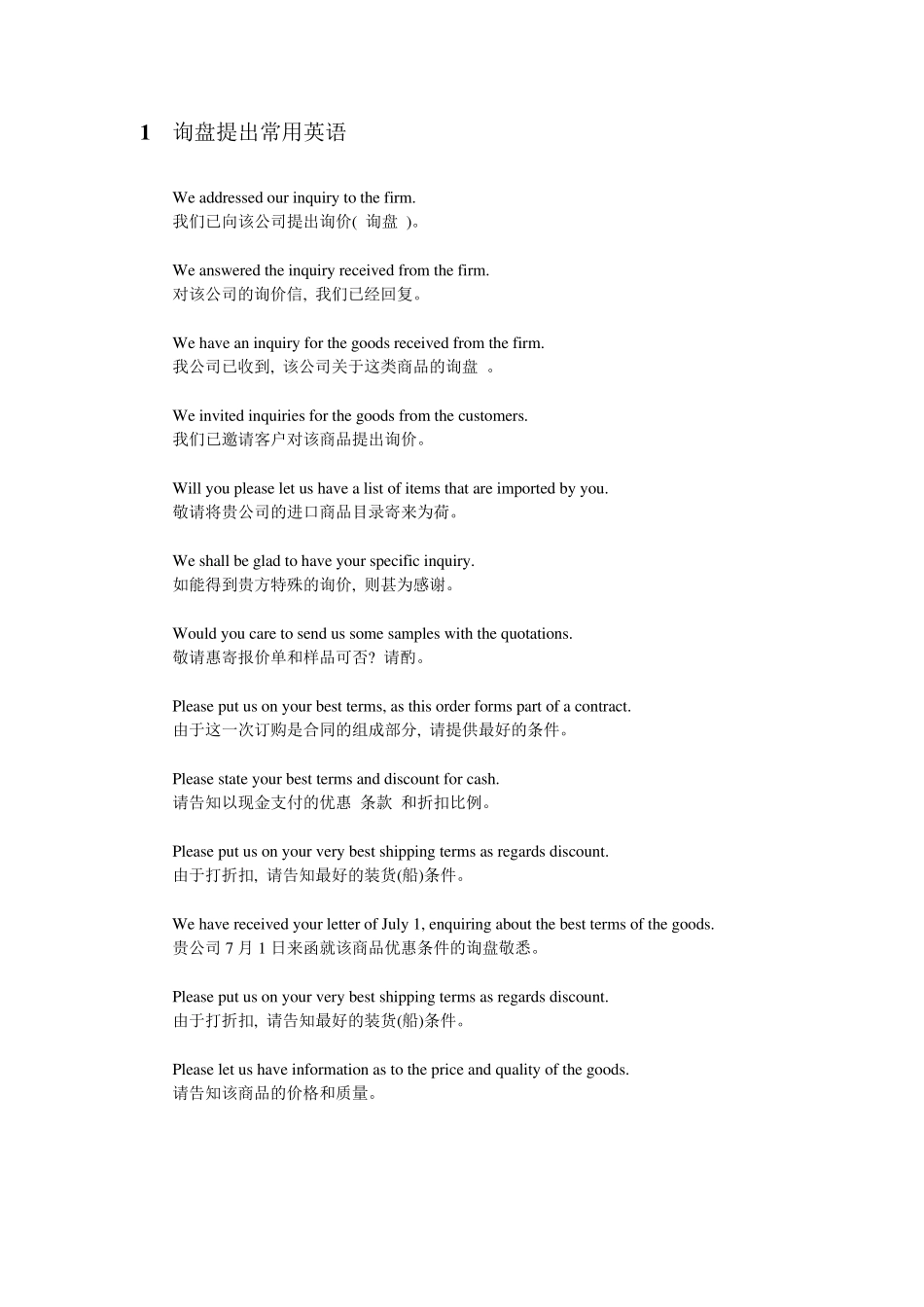 外贸商务英语——询盘_第1页