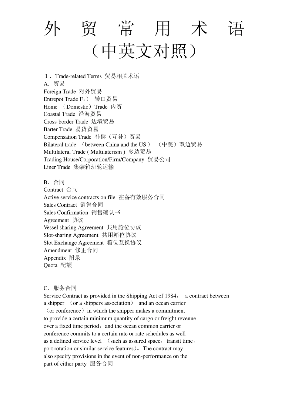 外贸常用术语(中英版)_第1页