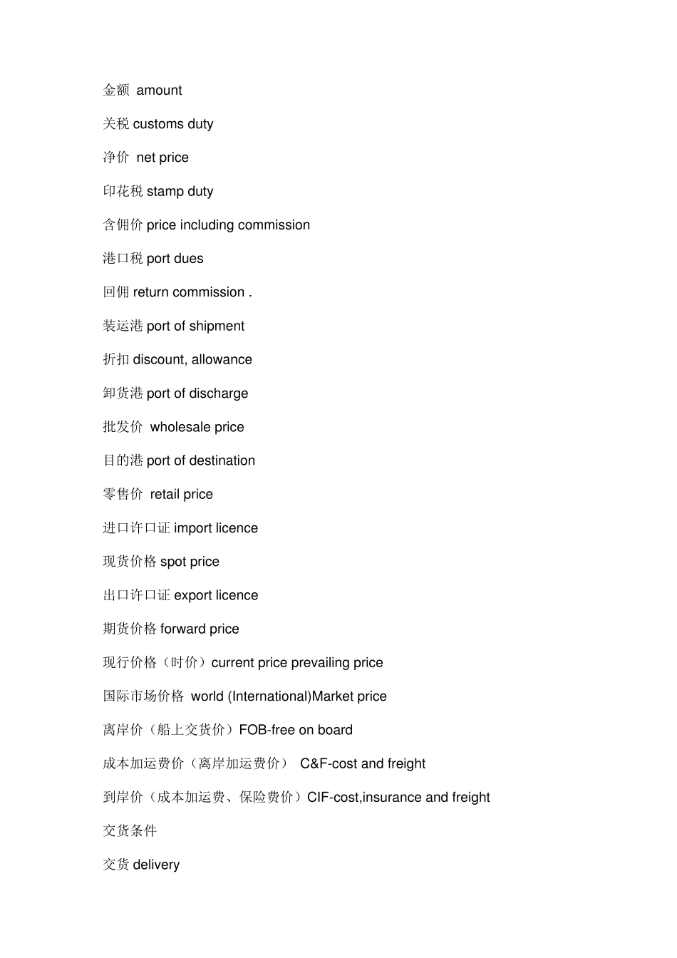 外贸常用英语词汇大全(进出口贸易)_第2页