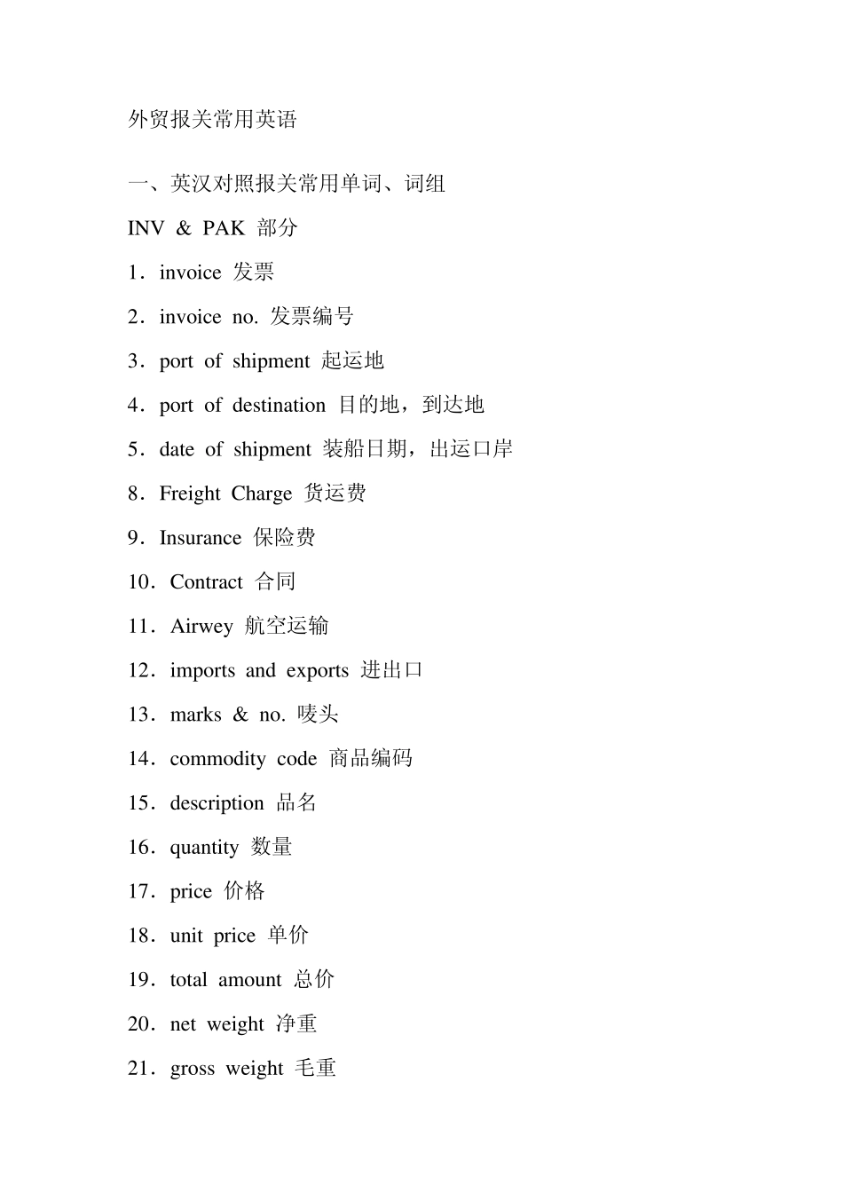 外贸报关常用英语_第1页