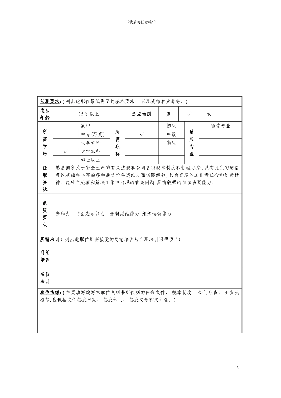 运维管理岗位说明书模板_第3页