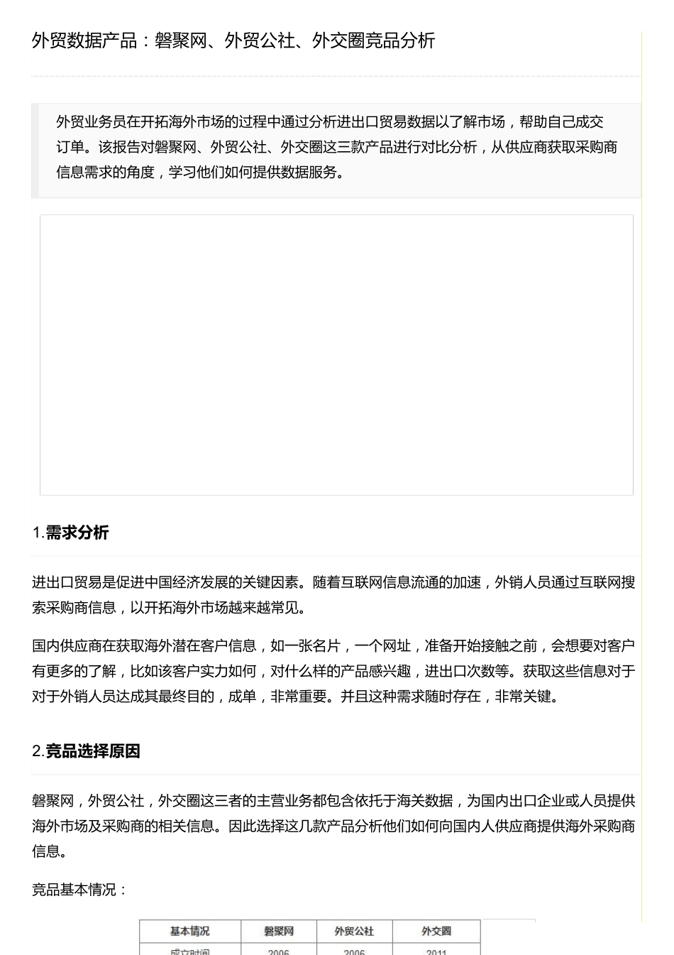 外贸数据产品：磐聚网、外贸公社、外交圈竞品分析_第1页