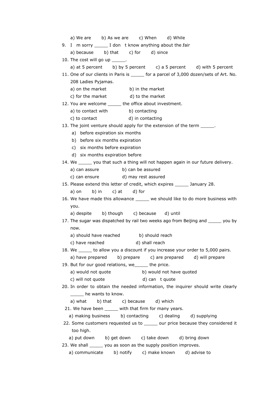 外贸英语函电自测题(共2套)_第2页