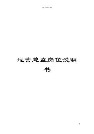 运营总监岗位说明书模板