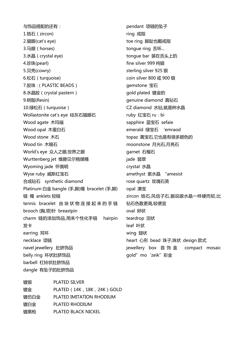 外贸饰品词汇_第3页