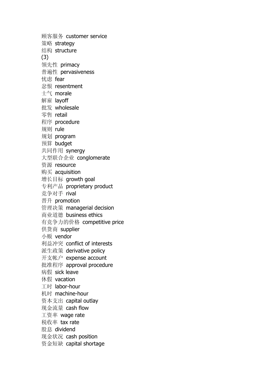 外资企业常用英语词汇对照表_第3页