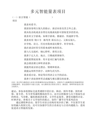 多元智能测评量表
