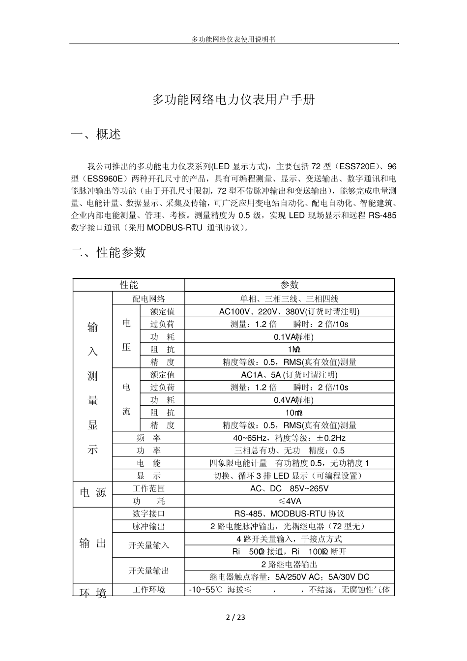 多功能网络仪表说明书_第2页