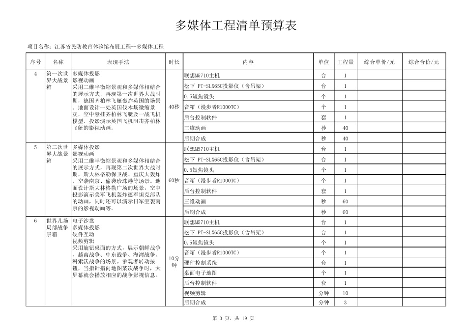 多媒体工程清单预算表_第3页